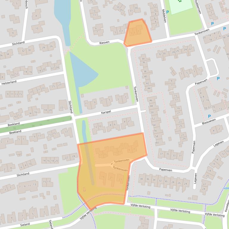 Kaart van postcodegebied 9302EA.