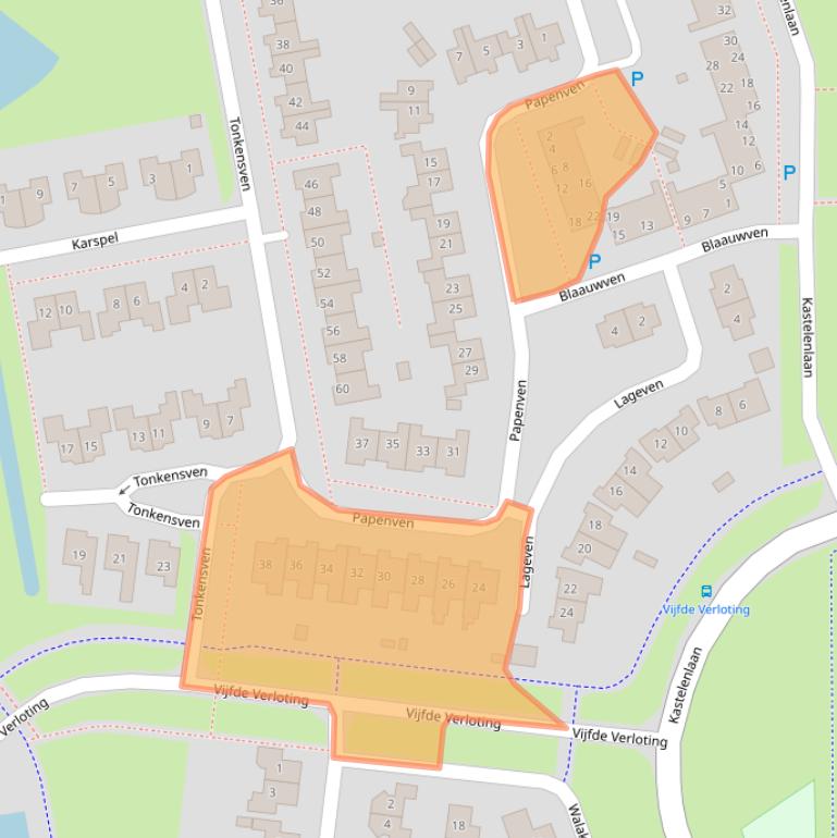 Kaart van postcodegebied 9302EE.