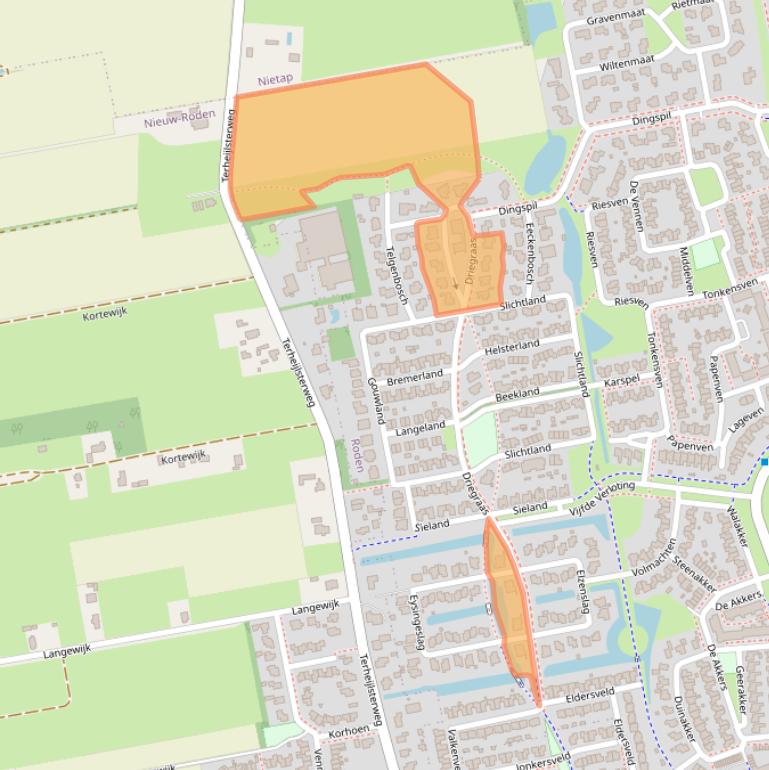 Kaart van postcodegebied 9302GD.