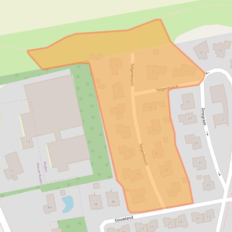 Kaart van postcodegebied 9302GE.