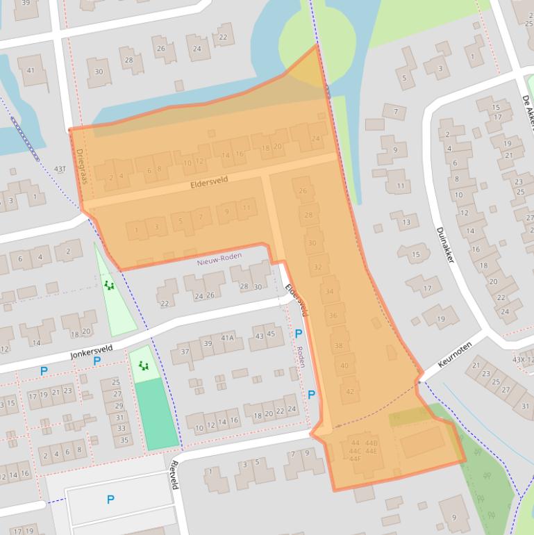 Kaart van postcodegebied 9302GS.