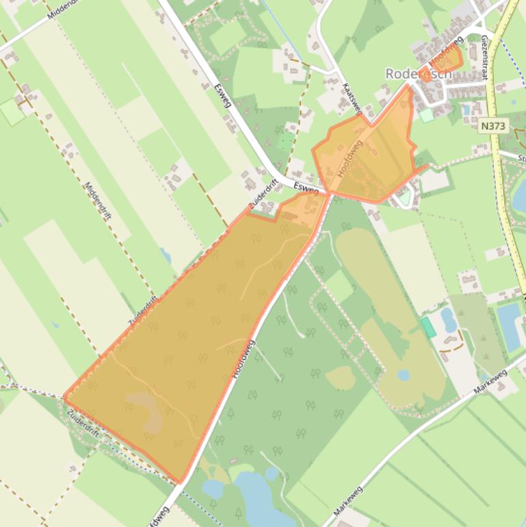 Kaart van postcodegebied 9305TE.