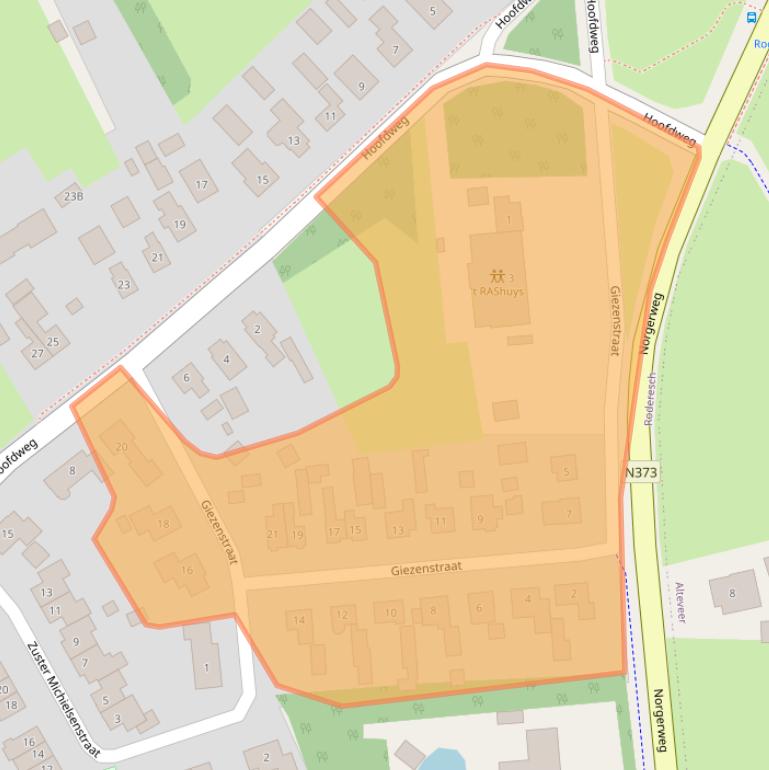 Kaart van postcodegebied 9305TG.