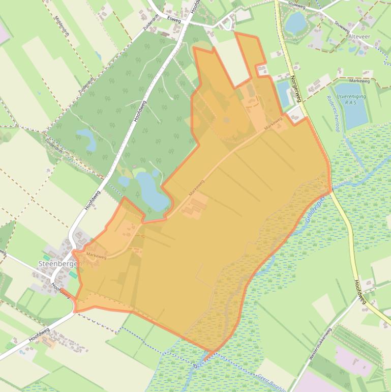 Kaart van postcodegebied 9307PC.