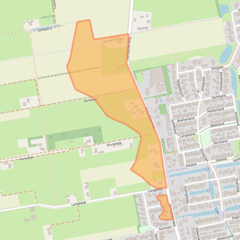 Kaart van postcodegebied 9311TB.