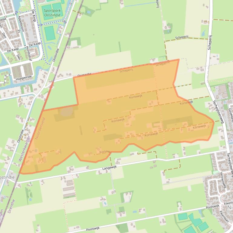 Kaart van postcodegebied 9311TC.