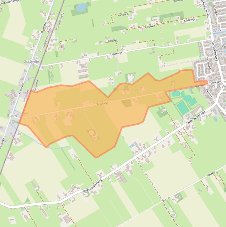 Kaart van postcodegebied 9311TE.
