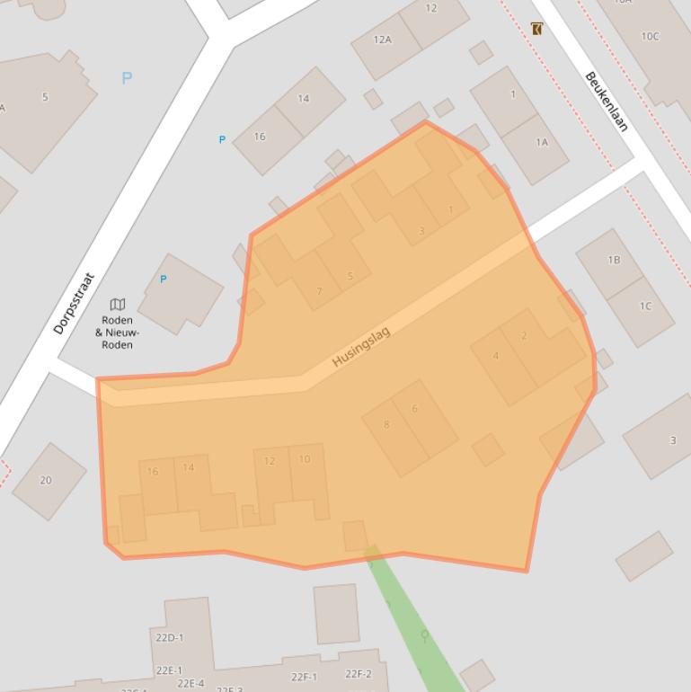 Kaart van postcodegebied 9311ZZ.