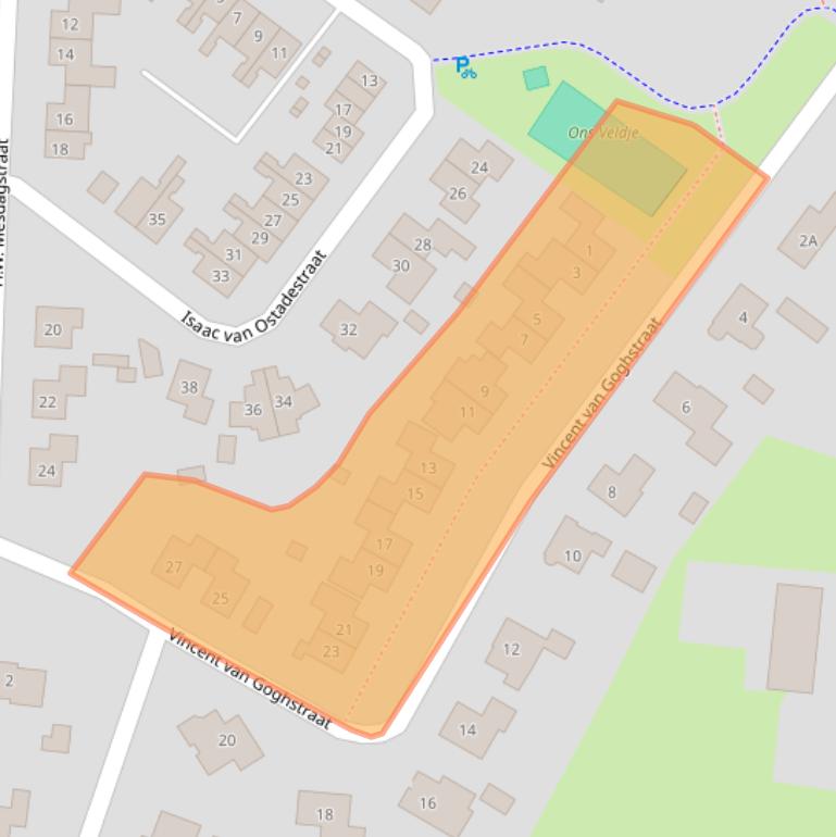 Kaart van postcodegebied 9312RB.