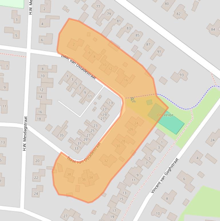 Kaart van postcodegebied 9312RD.