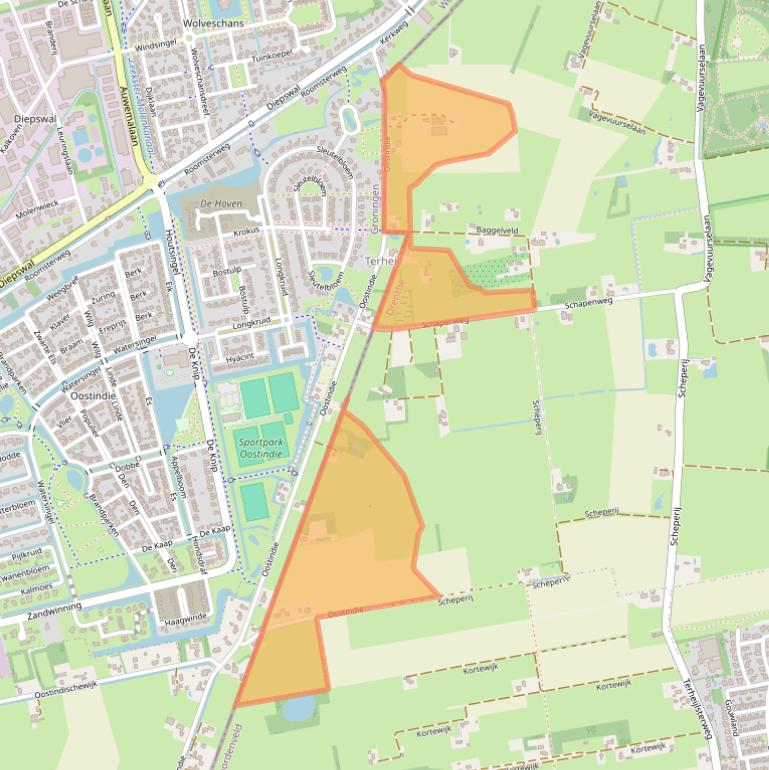 Kaart van postcodegebied 9312TE.