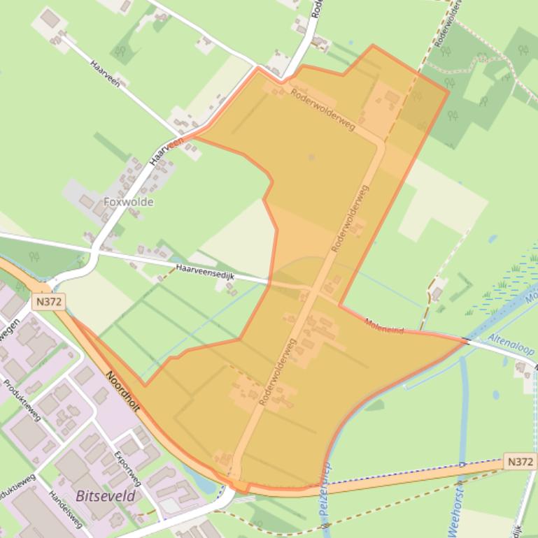 Kaart van postcodegebied 9314TA.