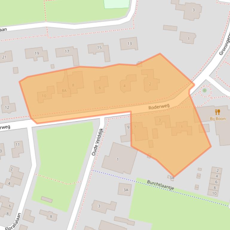 Kaart van postcodegebied 9321AA.