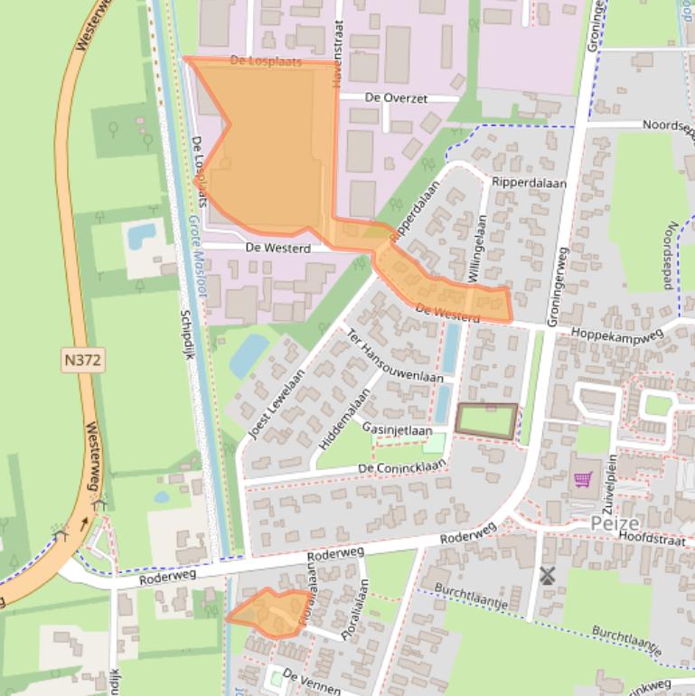 Kaart van postcodegebied 9321AK.