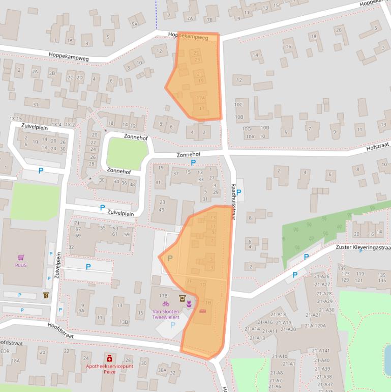 Kaart van postcodegebied 9321BA.