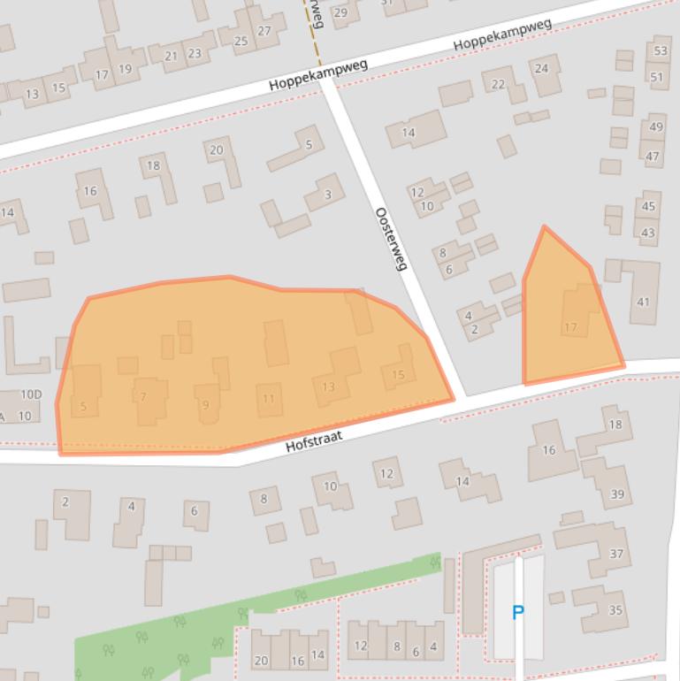 Kaart van postcodegebied 9321BJ.