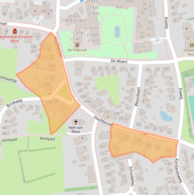 Kaart van postcodegebied 9321CG.