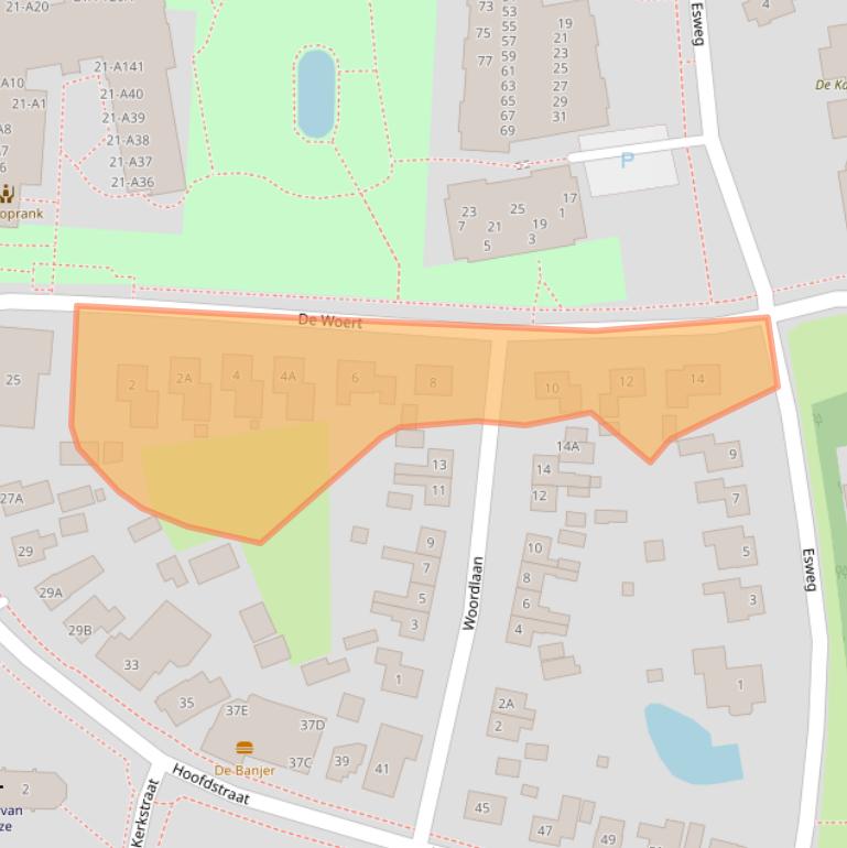 Kaart van postcodegebied 9321CJ.