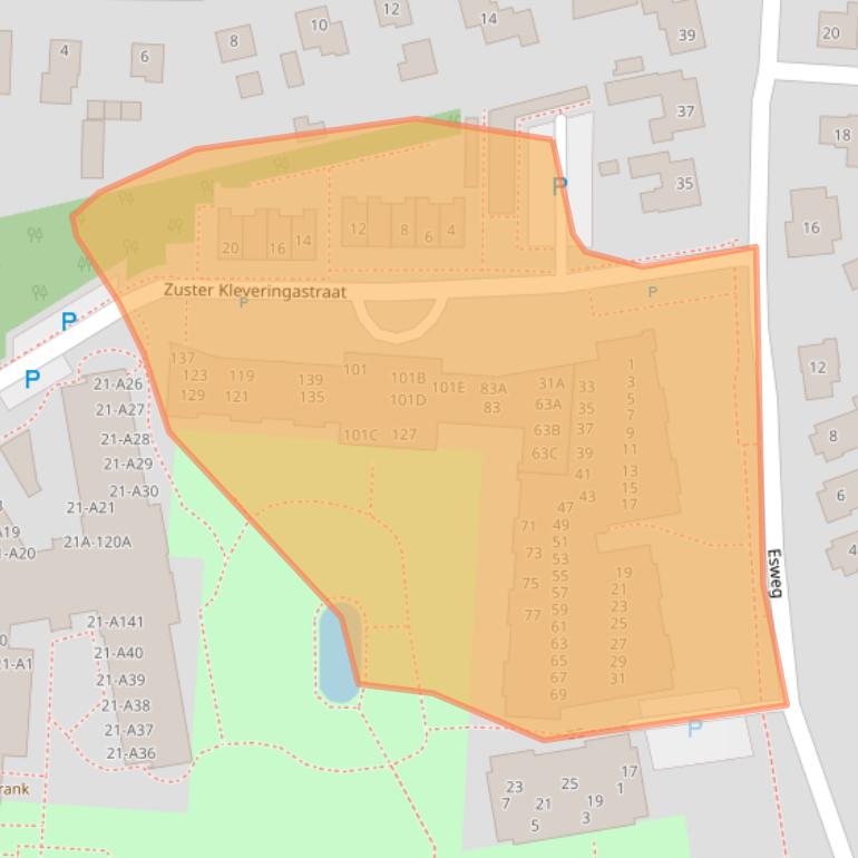 Kaart van postcodegebied 9321CK.