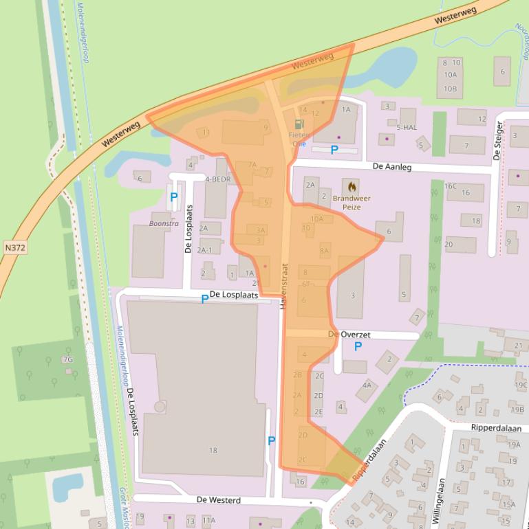 Kaart van postcodegebied 9321DA.