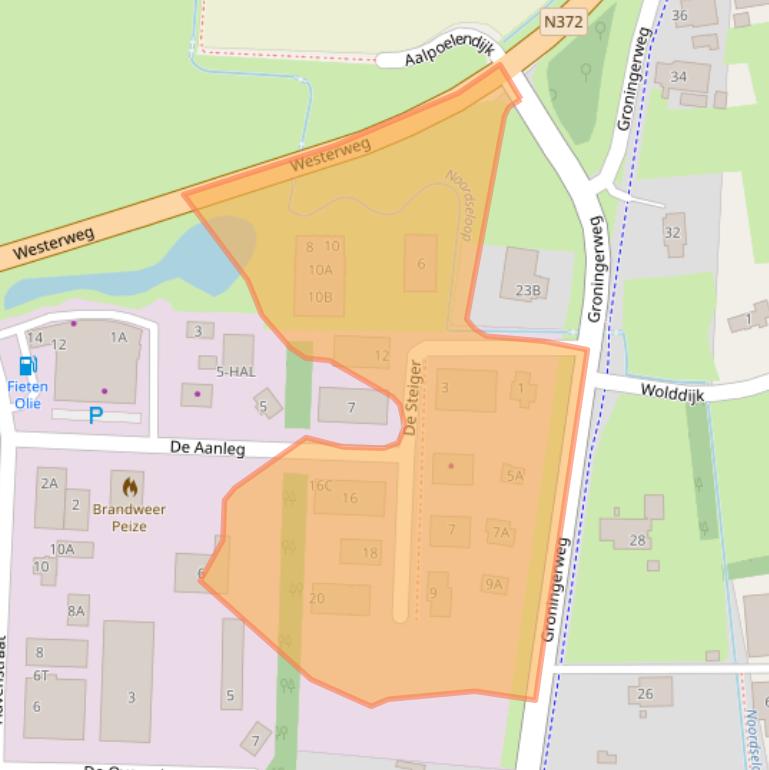 Kaart van postcodegebied 9321DG.