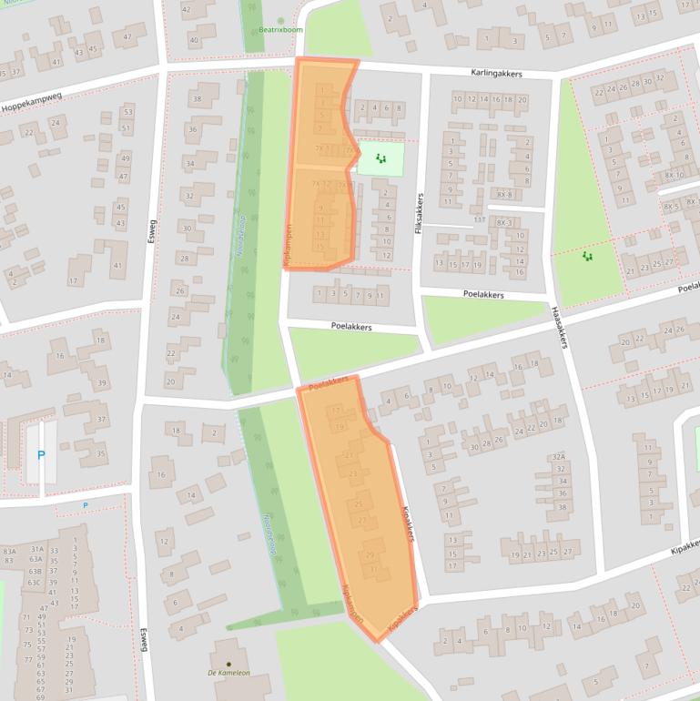 Kaart van postcodegebied 9321EA.