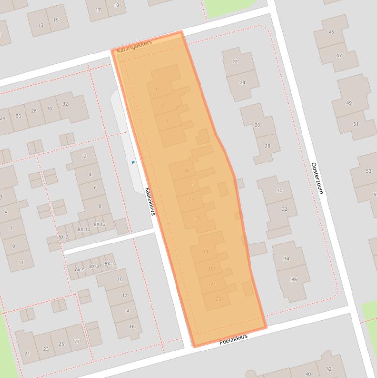 Kaart van postcodegebied 9321EP.