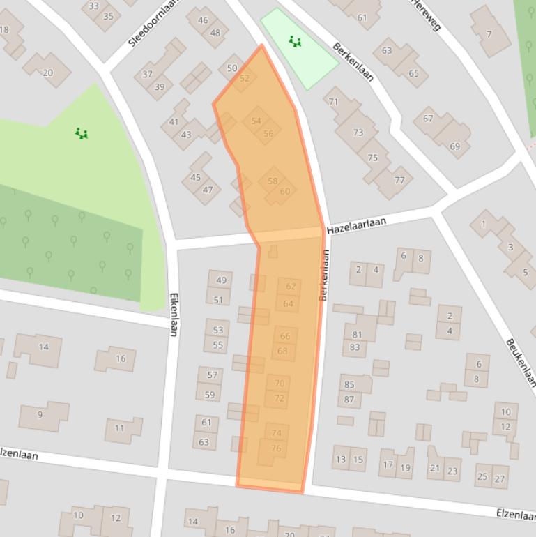 Kaart van postcodegebied 9321GZ.