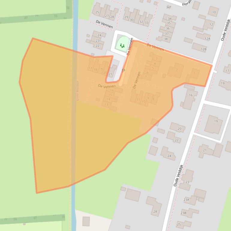 Kaart van postcodegebied 9321HR.