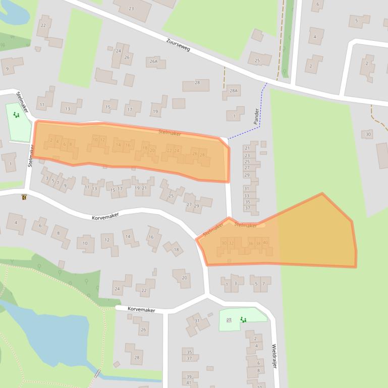 Kaart van postcodegebied 9321KE.