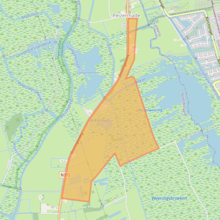 Kaart van postcodegebied 9321TD.