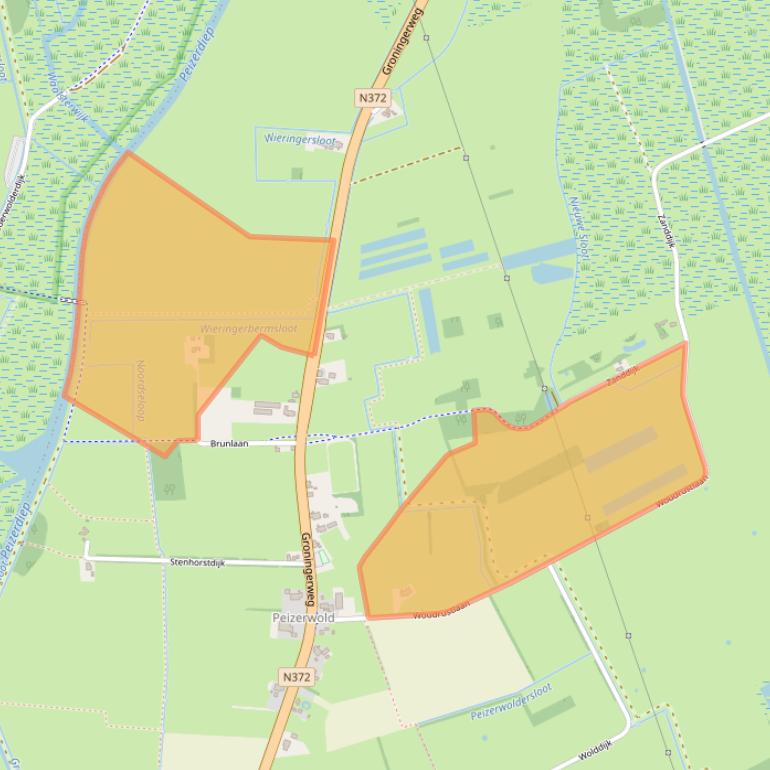 Kaart van postcodegebied 9321TH.