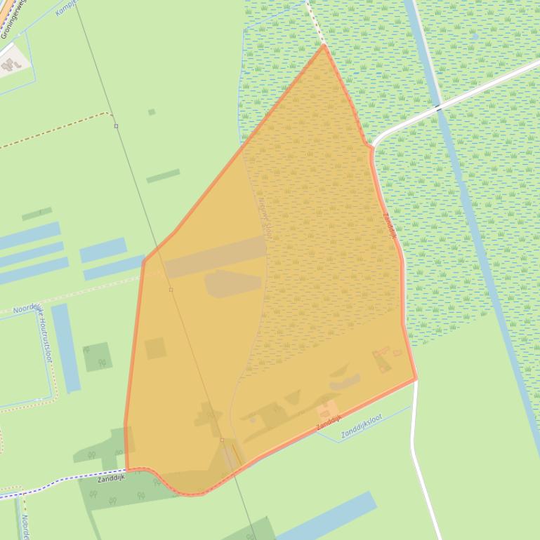 Kaart van postcodegebied 9321TL.