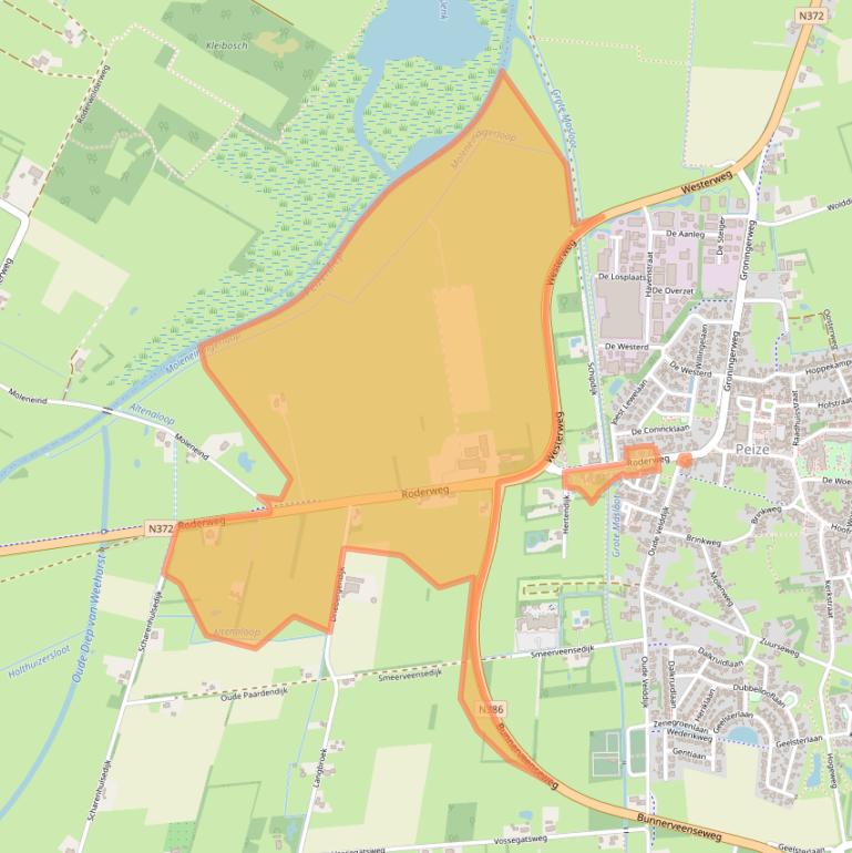 Kaart van postcodegebied 9321TS.