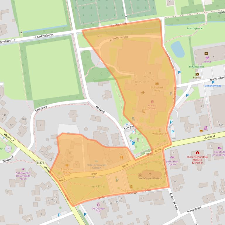 Kaart van postcodegebied 9331AA.