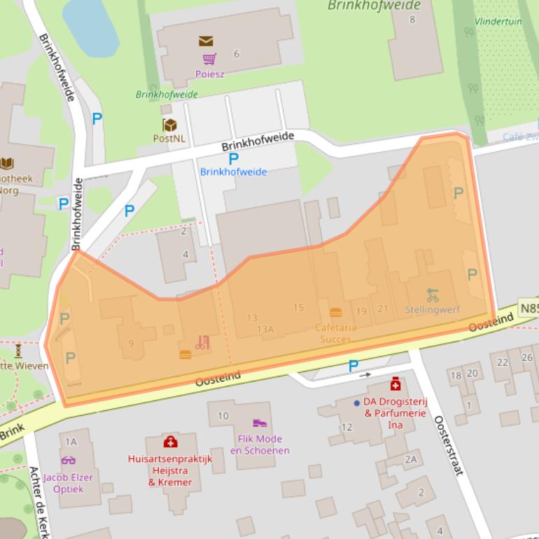 Kaart van postcodegebied 9331AE.