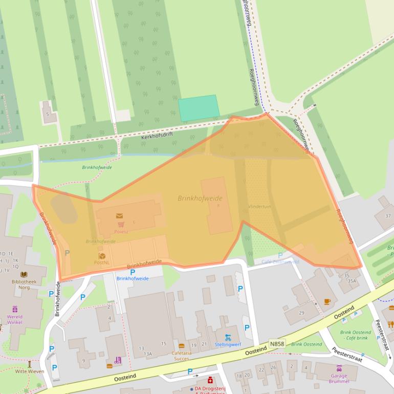 Kaart van postcodegebied 9331AK.