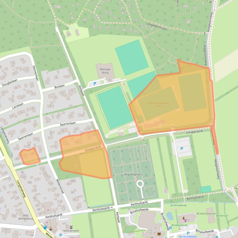 Kaart van postcodegebied 9331CJ.