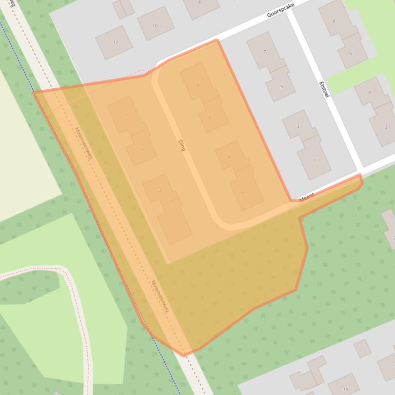 Kaart van postcodegebied 9331EM.