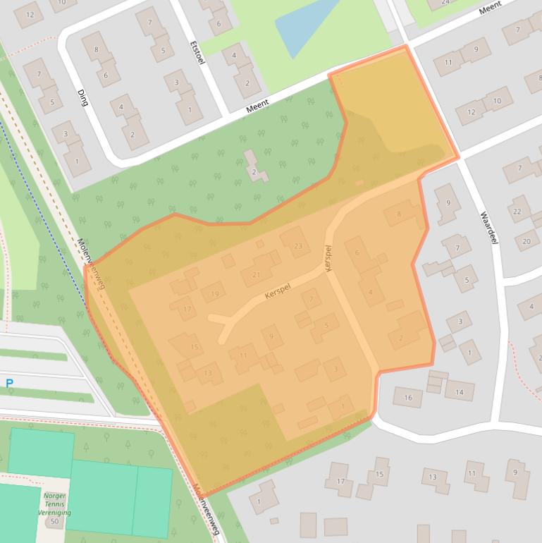 Kaart van postcodegebied 9331EV.
