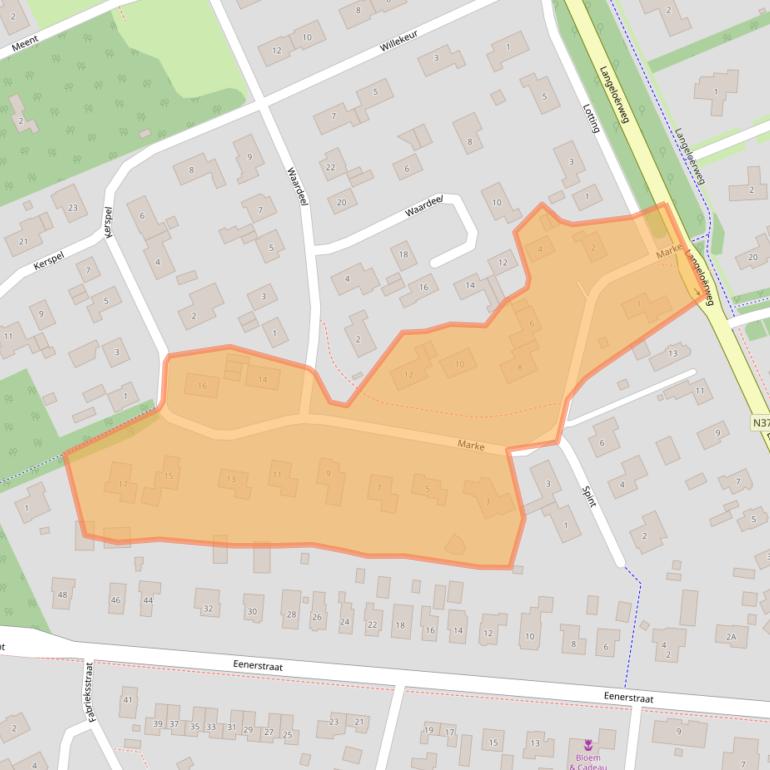 Kaart van postcodegebied 9331EW.