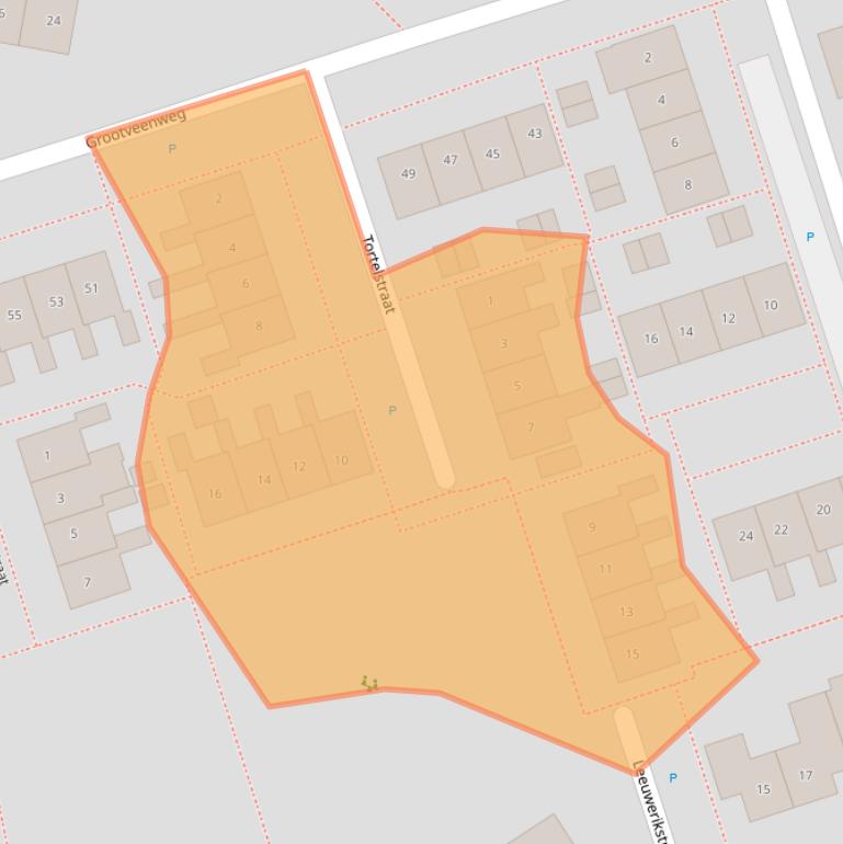 Kaart van postcodegebied 9331KJ.