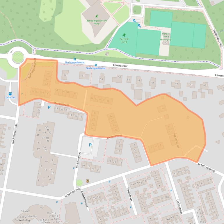 Kaart van postcodegebied 9331KR.