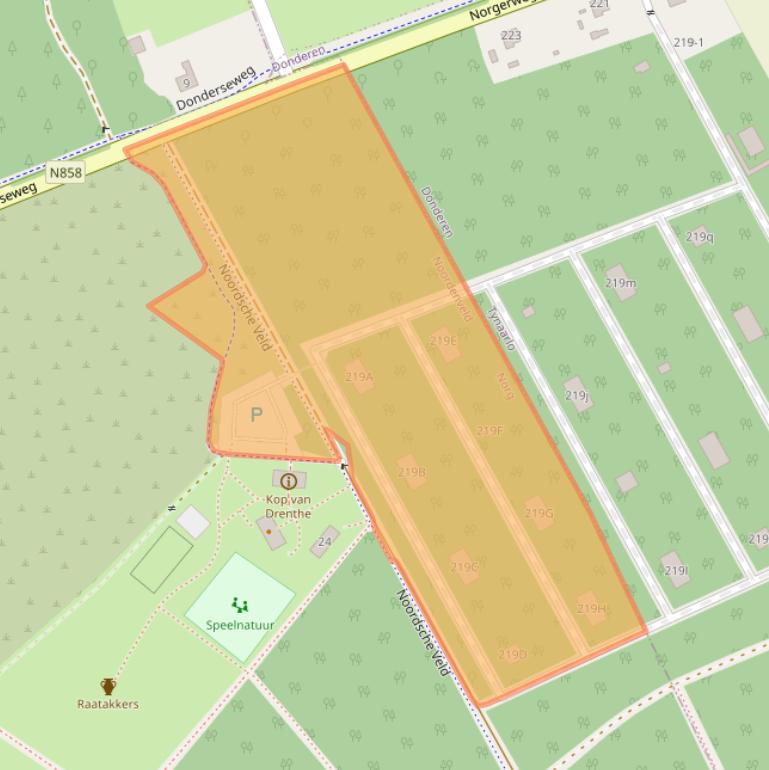 Kaart van postcodegebied 9331TZ.