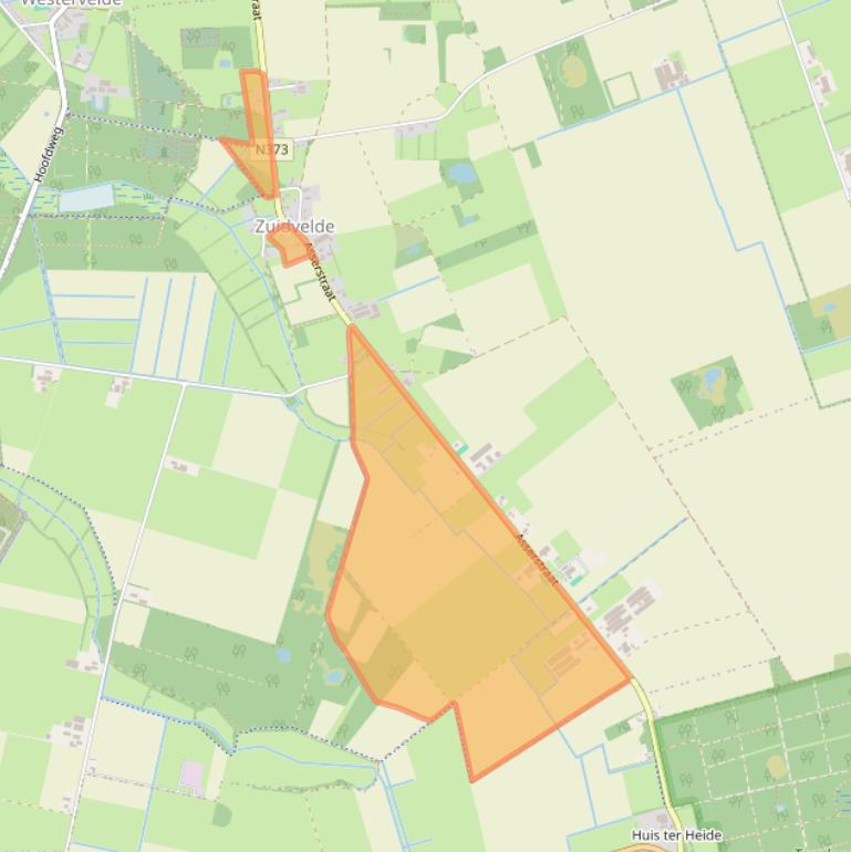 Kaart van postcodegebied 9335TC.