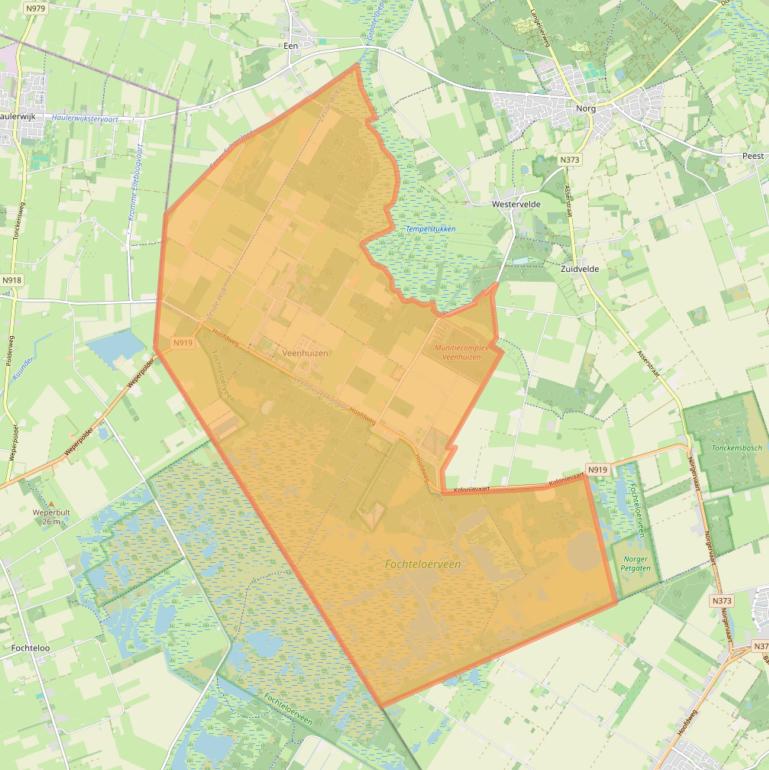 Kaart van postcodegebied 9341.