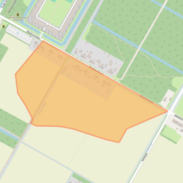 Kaart van postcodegebied 9341AM.