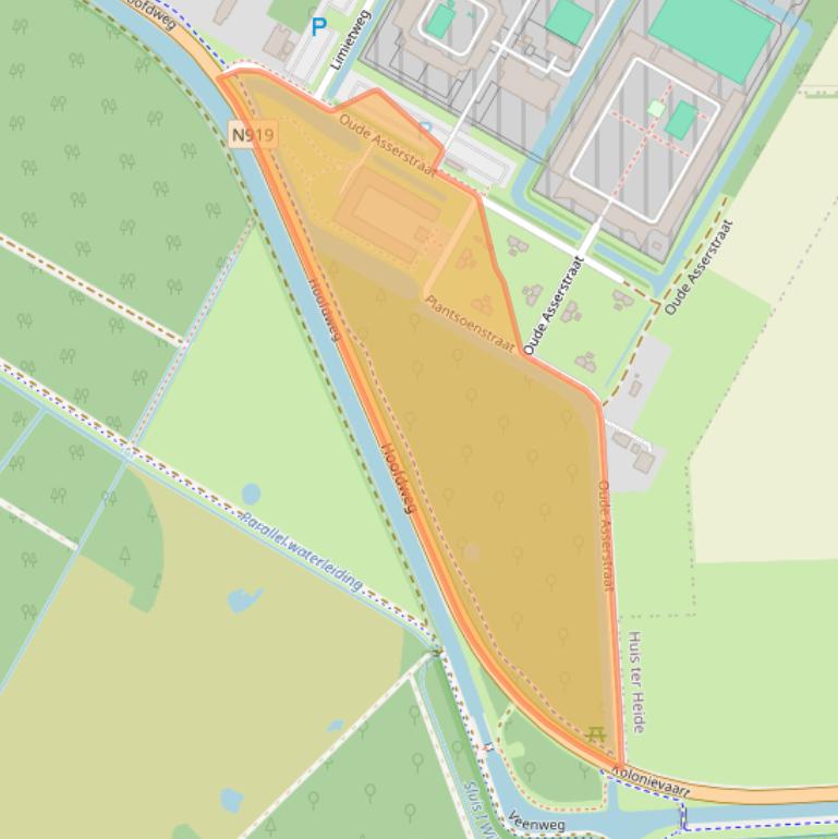 Kaart van postcodegebied 9341BD.