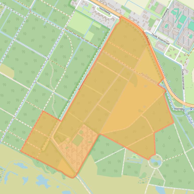 Kaart van postcodegebied 9341BE.