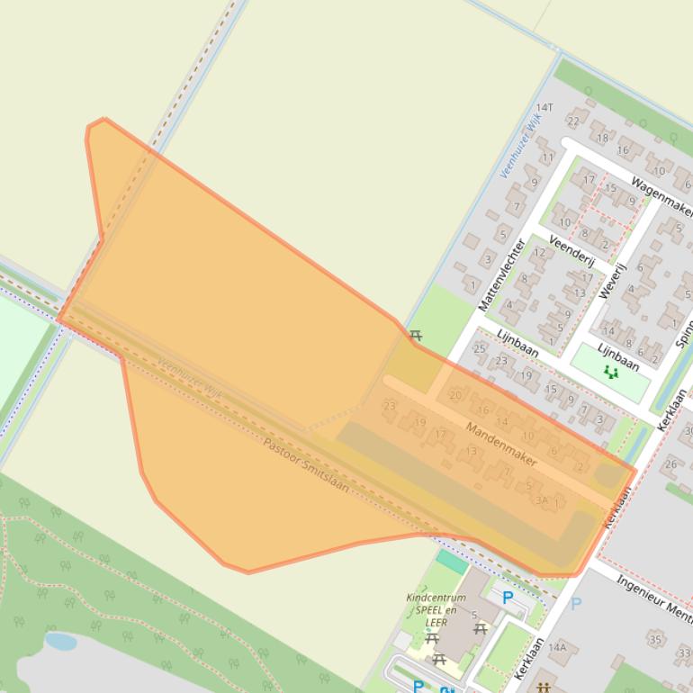 Kaart van postcodegebied 9341CA.